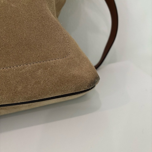 Michael Kors Collection Sedona Large Suede Flap Messenger Bag Tan Brown - Picture 6 of 14